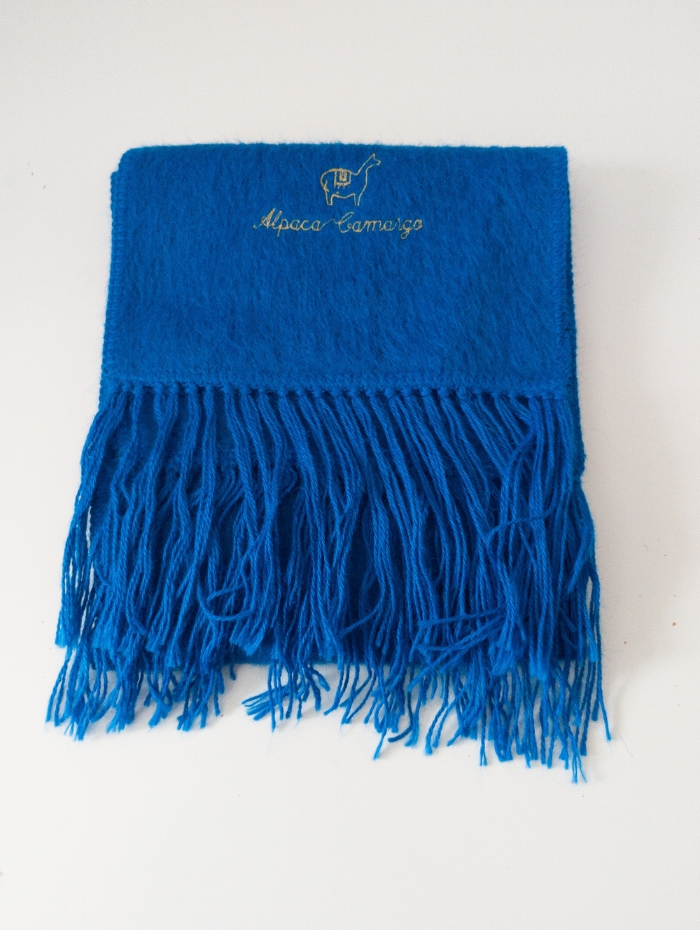 Alpaca Camargo Bright Blue Fringe Scarf